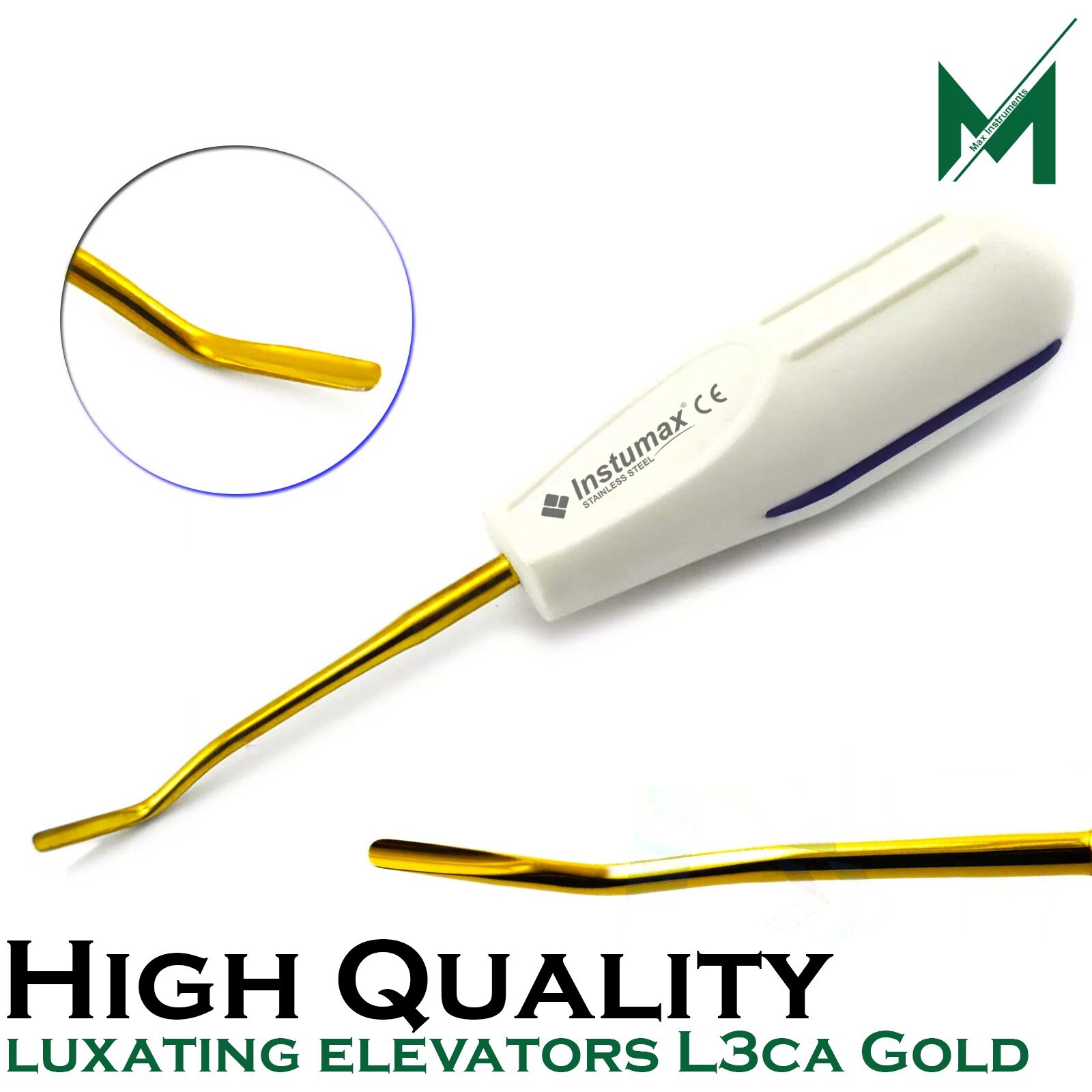 Dental Root Elevator Serrated #77R Extraction Surgical Instrument Gold Back