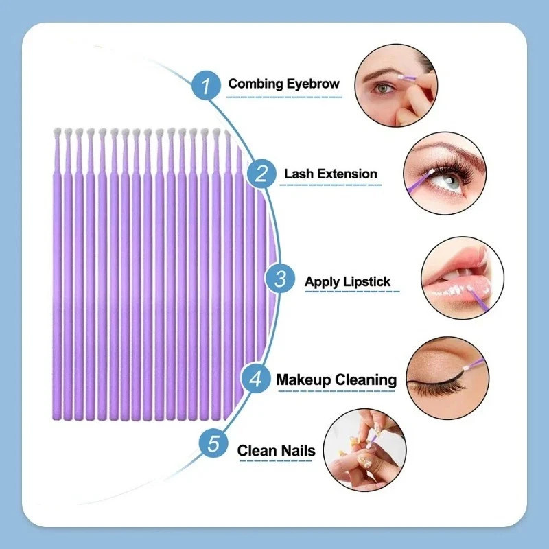 100 Pcs/Pack Dental Disposable Micro Brush Bendable Applicator Tips 4 Size