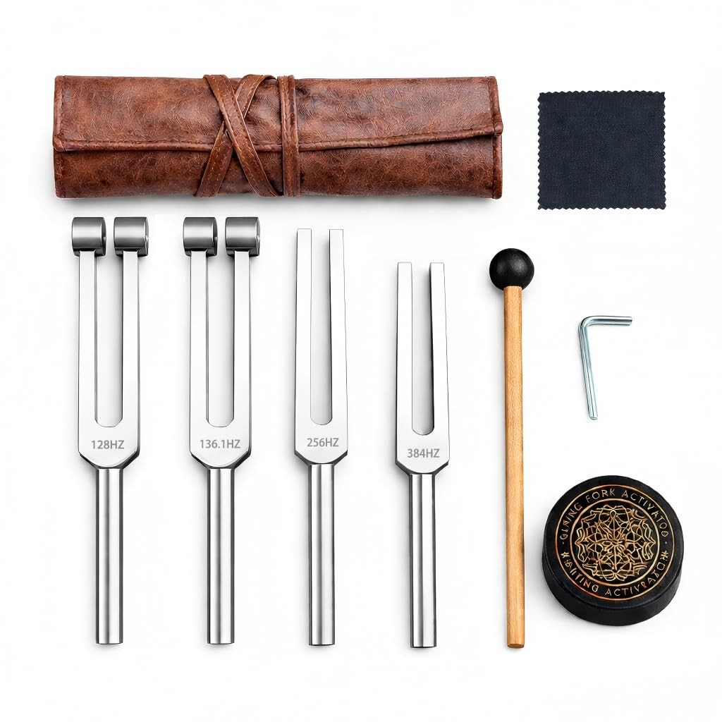 Tuning Forks for Healing Set (128Hz, 136.1Hz, 256Hz & 528Hz) — Let Vibrati