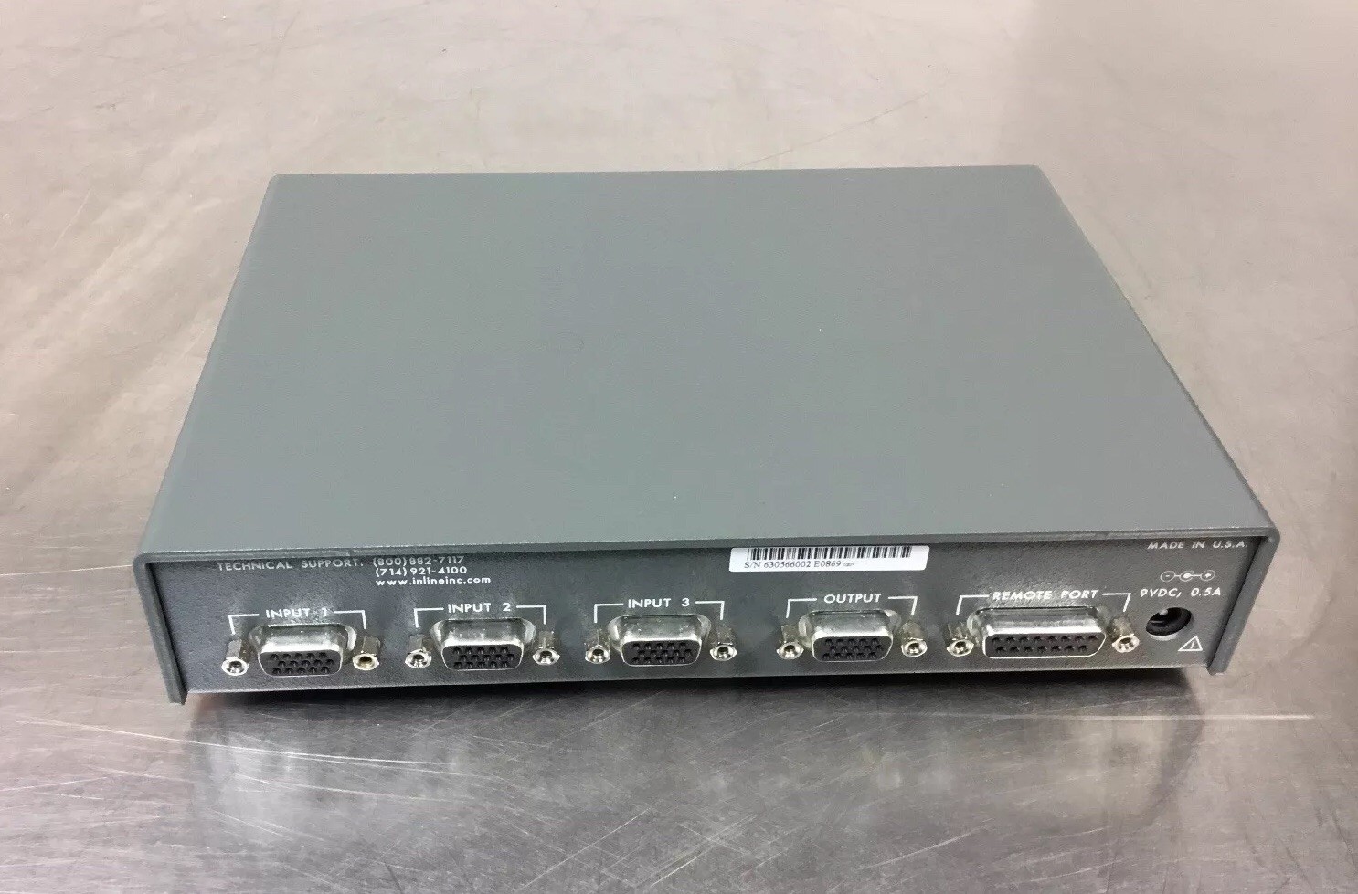 Inline IN3563E VGA Switcher 9VDC 0.5A 3 In 1 Out Loc.3A