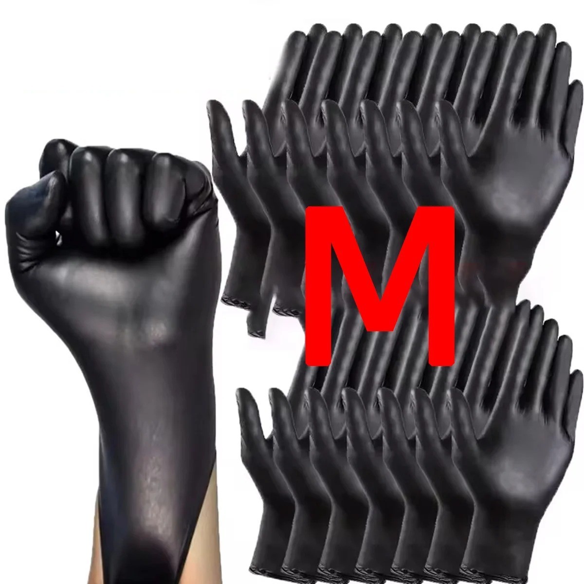 Black Nitrile Disposable Gloves 8 Mil Raised Diamond Texture Hand Gloves