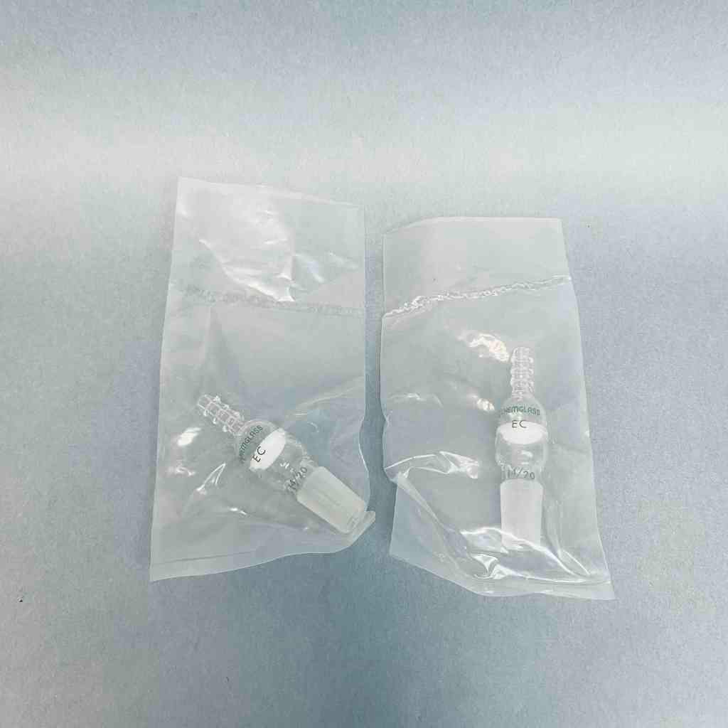Chemglass Fritted Disc Inlet Adapter 14/20 Joint 65 mm Height Lot of 2 Adapters