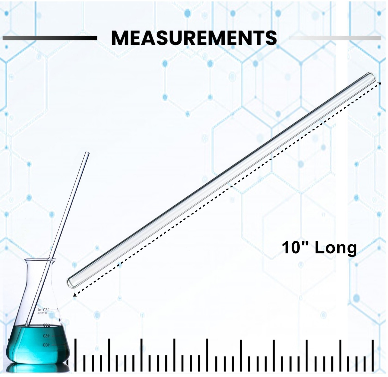 12Pcs Glass Stirring Rods 10″ Round Ends Mixing Sticks for Science Lab & Kitchen