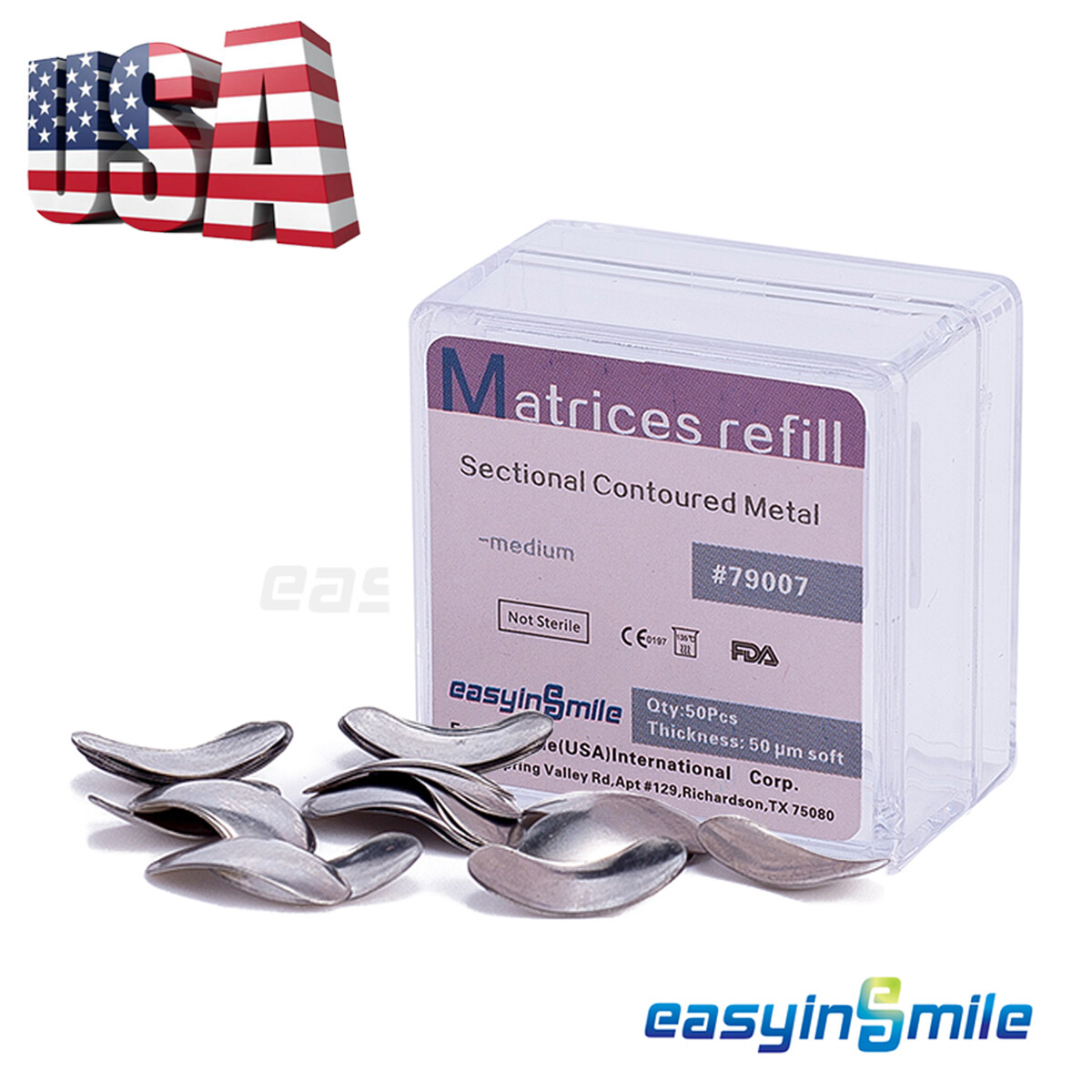 10box Metal Matrices Matrix Band Dental Sectional Contoured Refill S/M/L 50μm