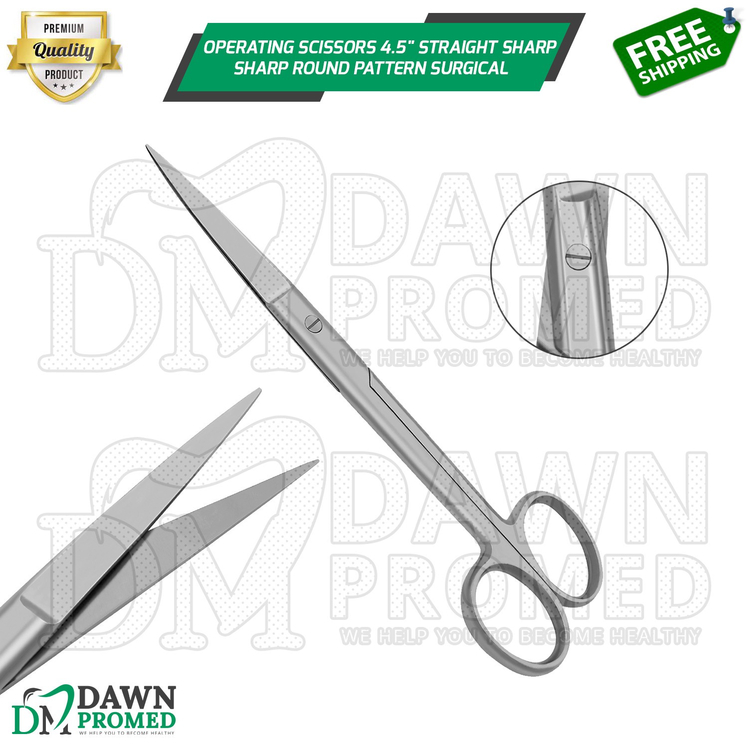 Operating Scissors 4.5″ Straight Sharp Sharp Round Pattern Surgical Instruments