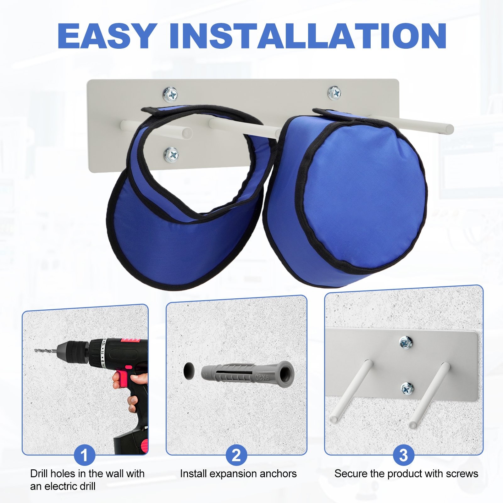 2×4/6PEG Wall Mounted Lead X-Ray Apron Rack, Peg Style Extra Long Anti-Slip