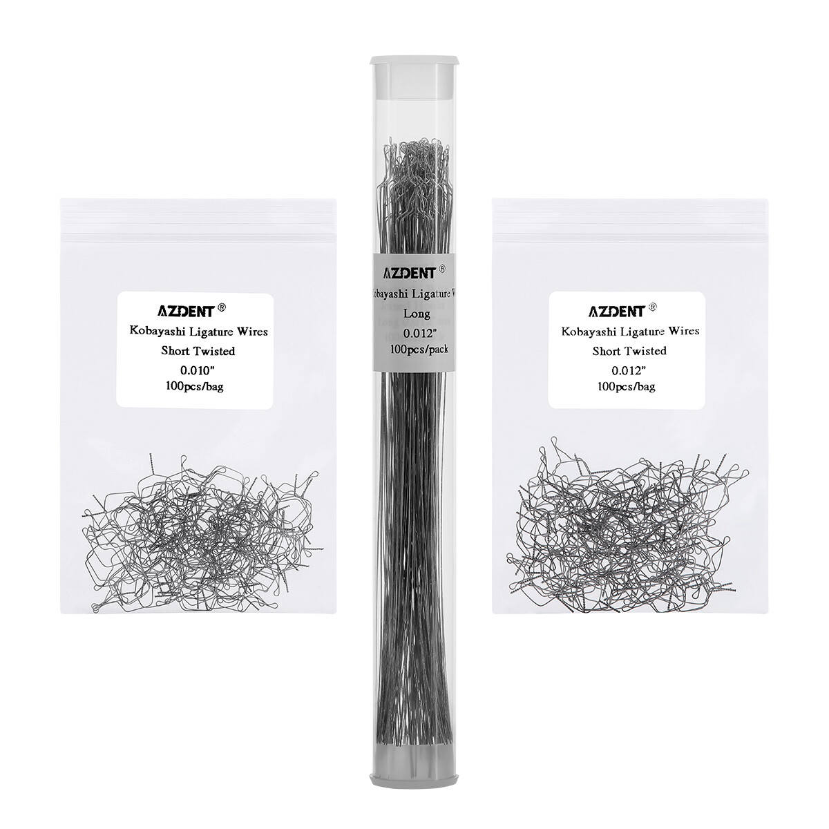 AZ Dental Orthodontic Ligature Wire SS Kobayashi Preformed Ties Long Short Twist