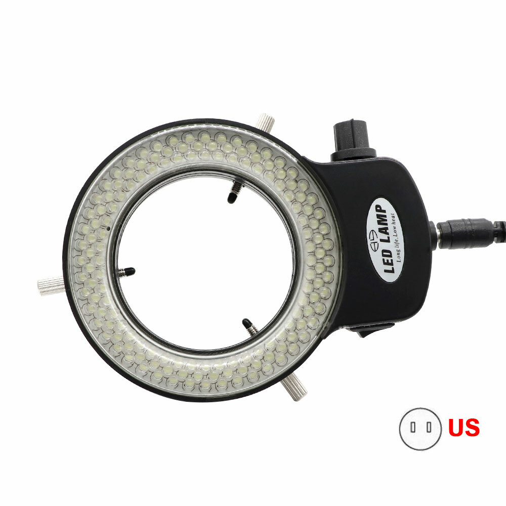 High Brightness 144 LED Bulb Microscope Ring Light Illuminator Lamp US Plug