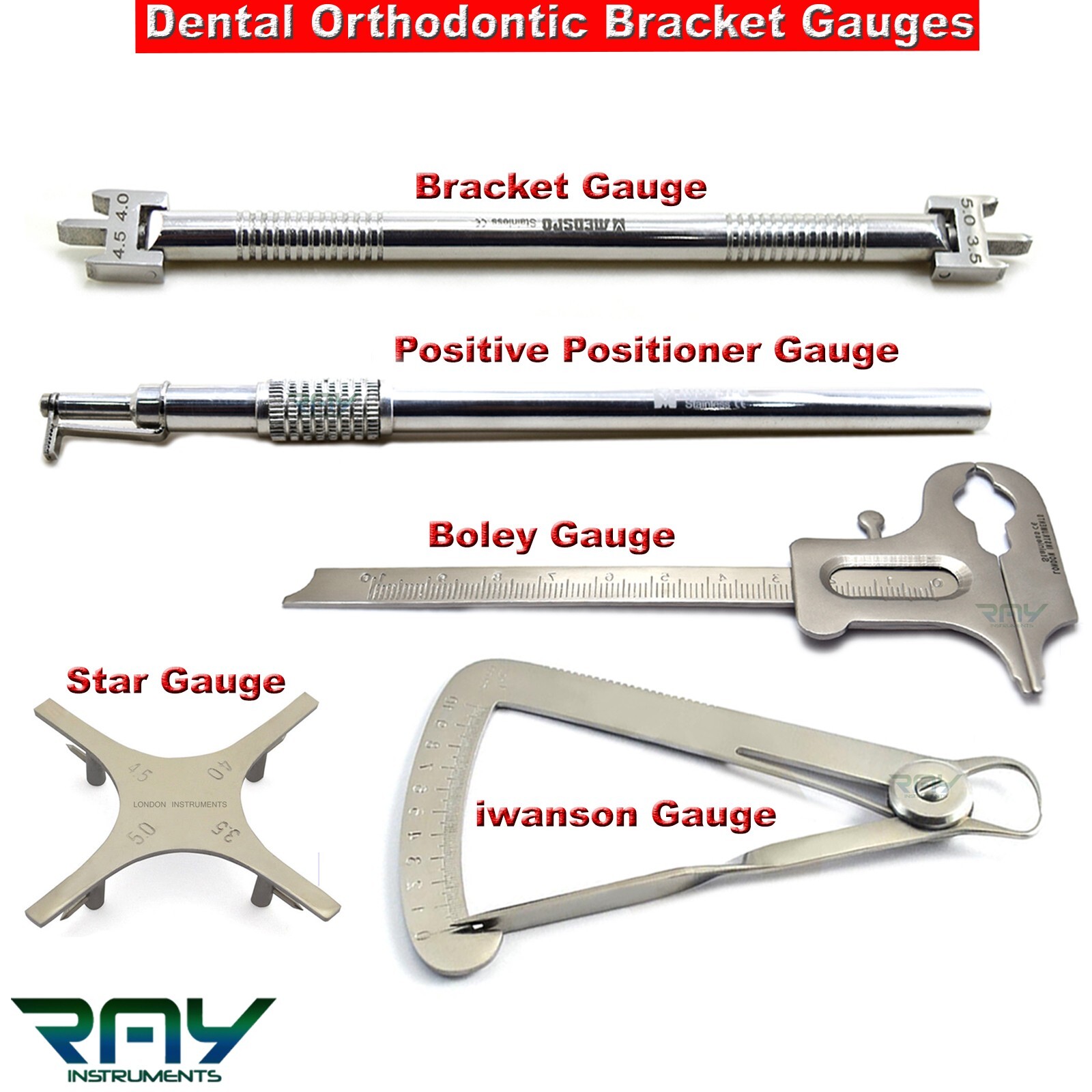 Dental Orthodontic Measuring Gauges Star Iwanson Posterior Positive Positioner