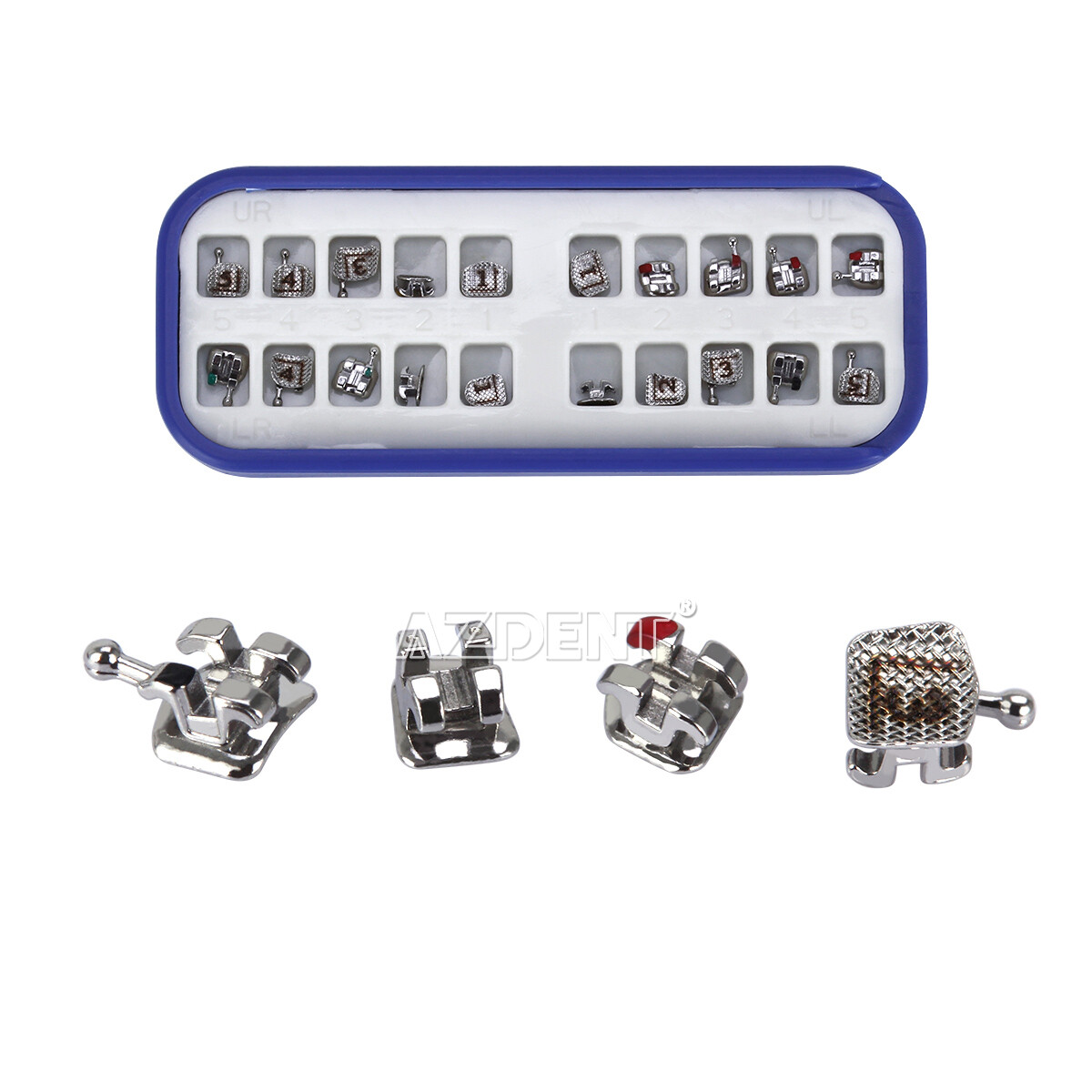 AZDENT Dental Orthodontic Metal Brackets Braces Mini Roth /MBT.022 Hooks 345 FDA