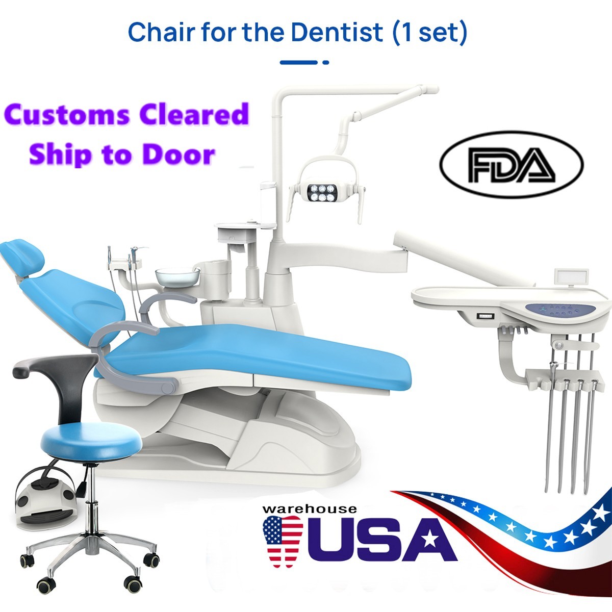 TJ2688-F6 Dental Unit Chair Computer Controlled DC Motor PU Leather Doctor Stool