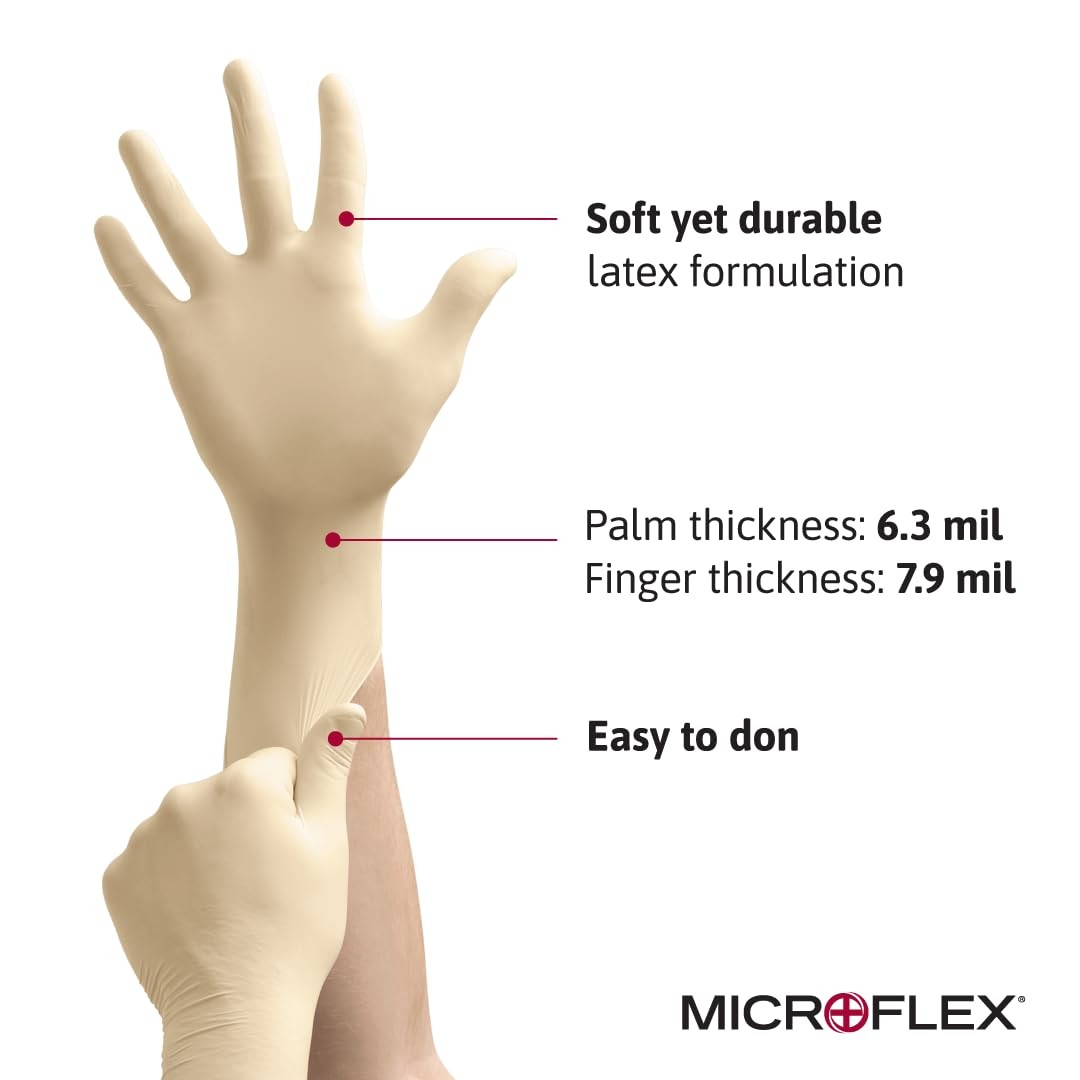 Ansell MICROFLEX Diamond Grip MF-300 Disposable Latex Gloves X-Large, Natural