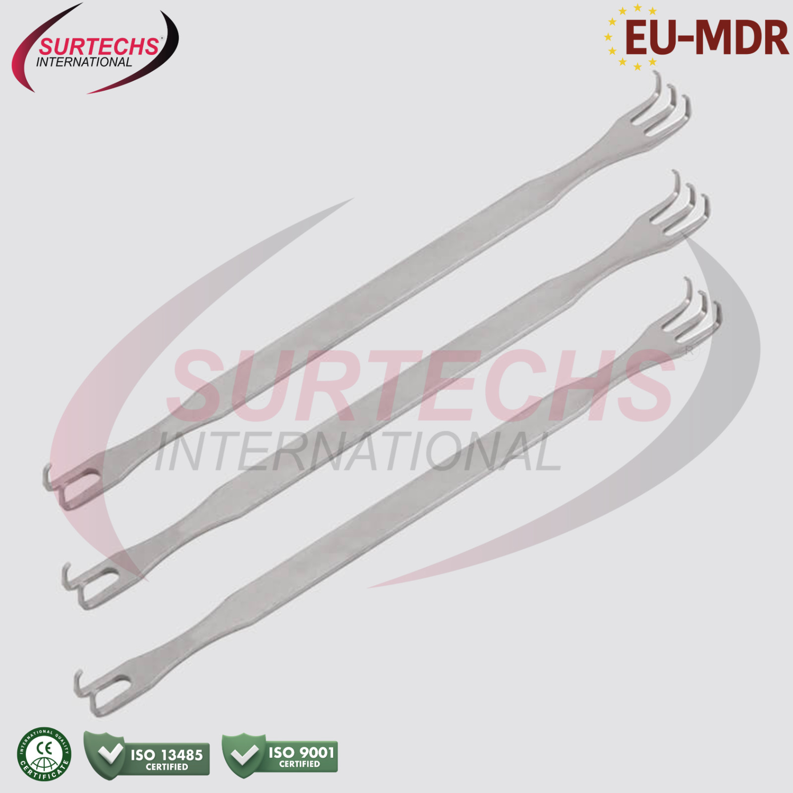 Set of 3 Double-Ended Freer Skin Hooks Eyelid Pull Hook Plastic Surgery