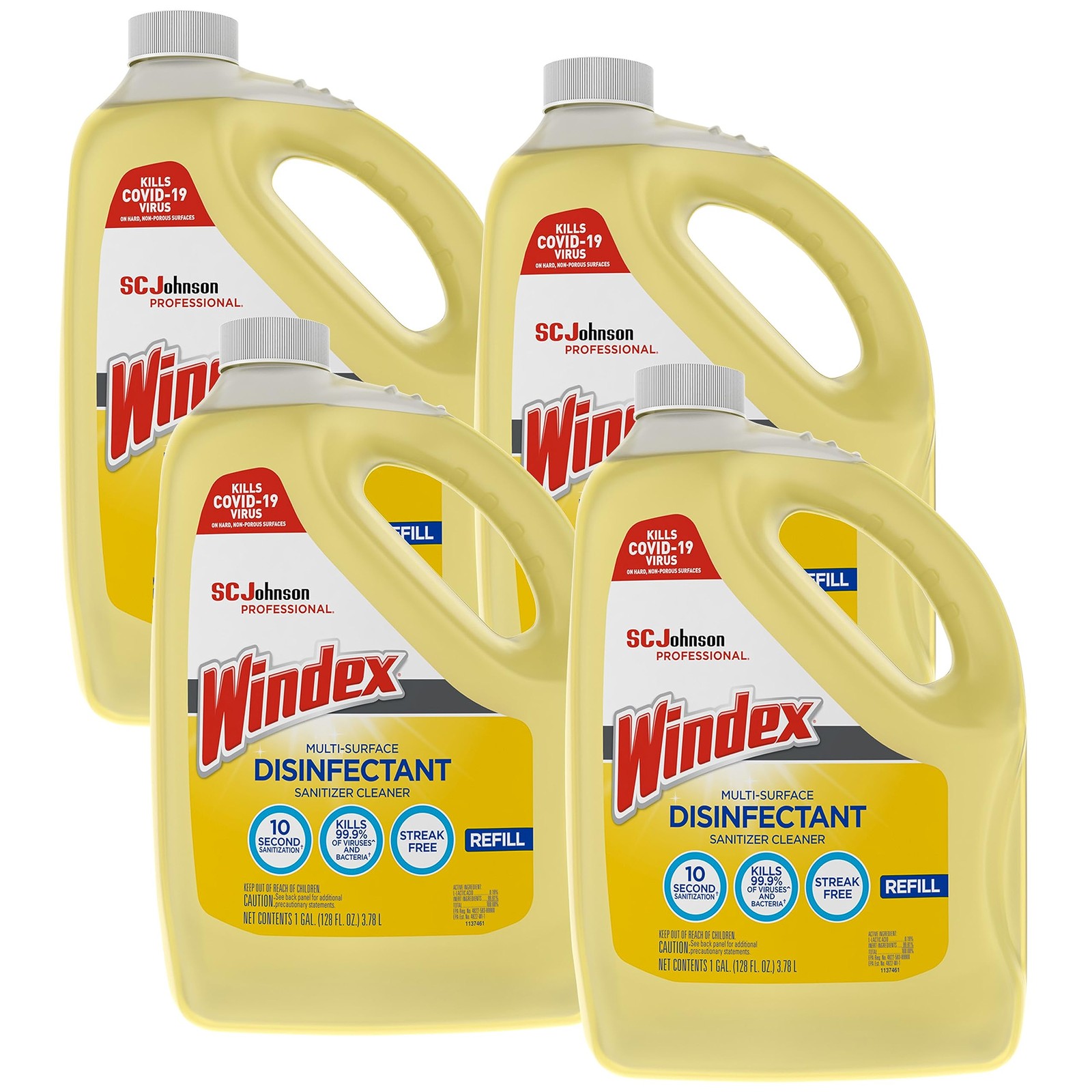Sc Johnson Professional Windex Disinfectant And Multi-Surface 1 Gallon Pack Of