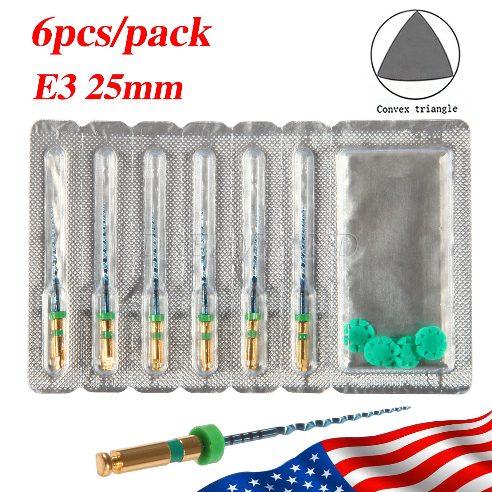 SANDENT Dental Endodontic Endo File Files Taper NITI Rotary Tip Assorted 25MM E3