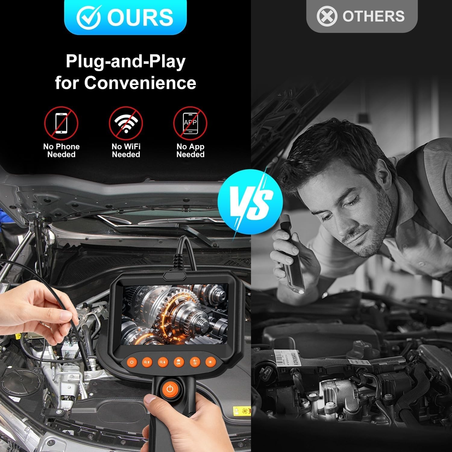 Waterproof Inspection Camera with 4.3″ LCD – Perfect for Car & Pipe Repairs