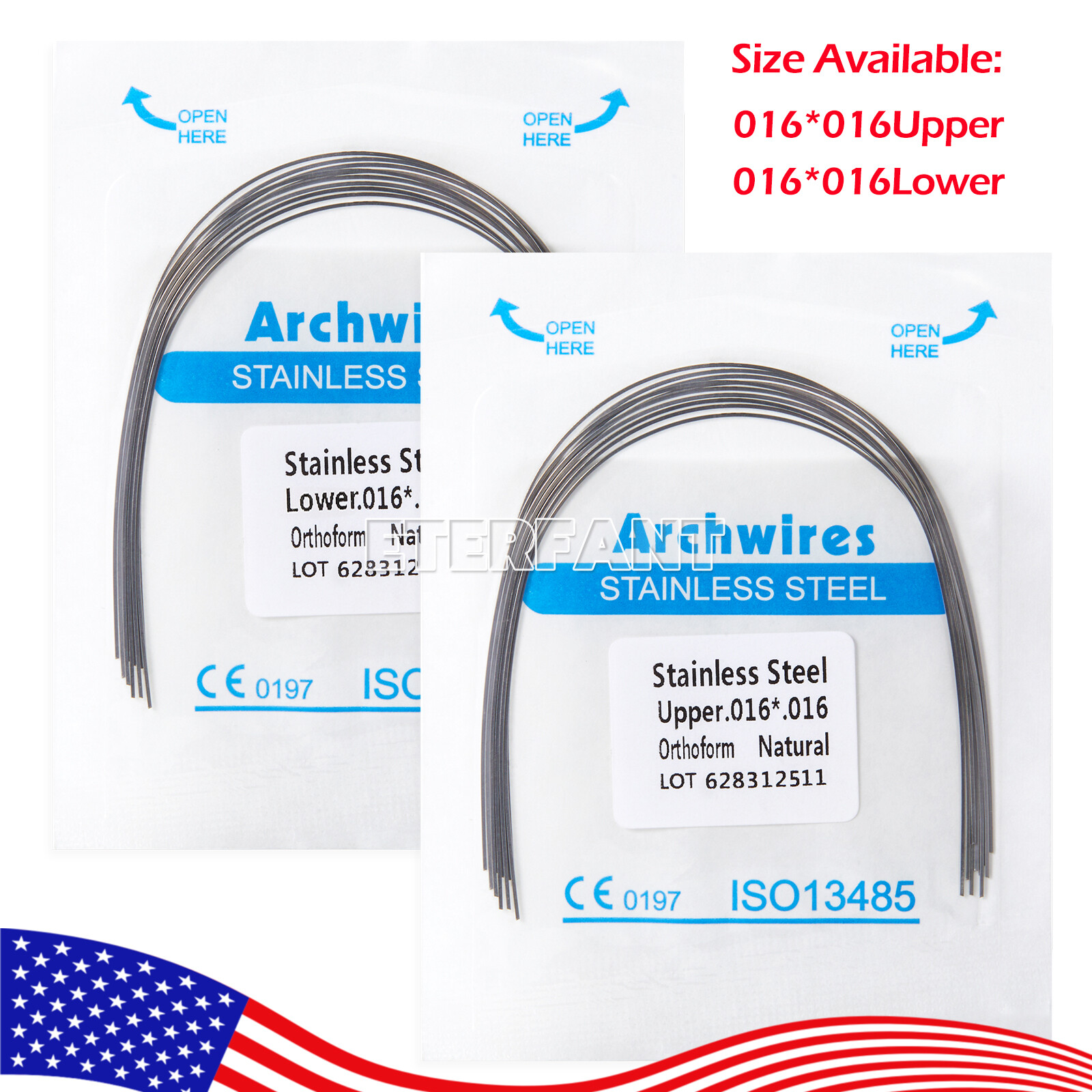 ETERFANT Dental Ortho Arch Wires Super Elastic NITI/Stainless Steel 10pcs/ pack