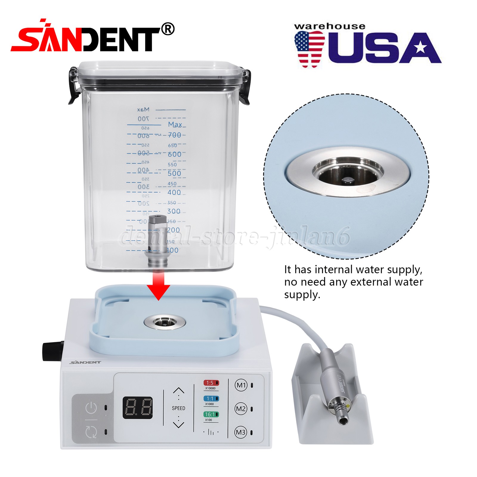 NSK Style Dental Brushless LED Electric Micro Motor 1:5 Increase Handpiece USA