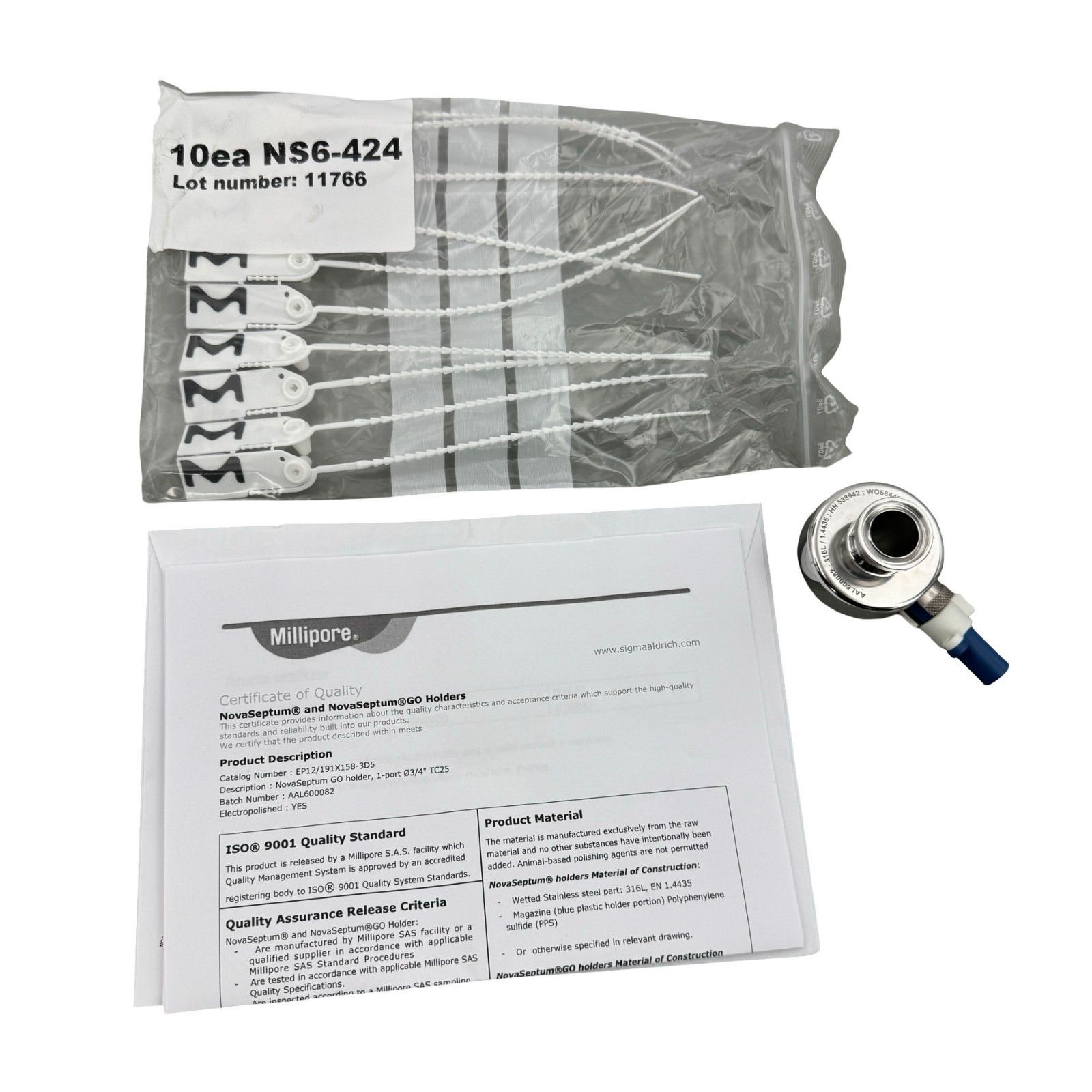Millipore NovaSeptum EP12/191X158-3D5 TC25 GO Holder, 1-port 3/4″
