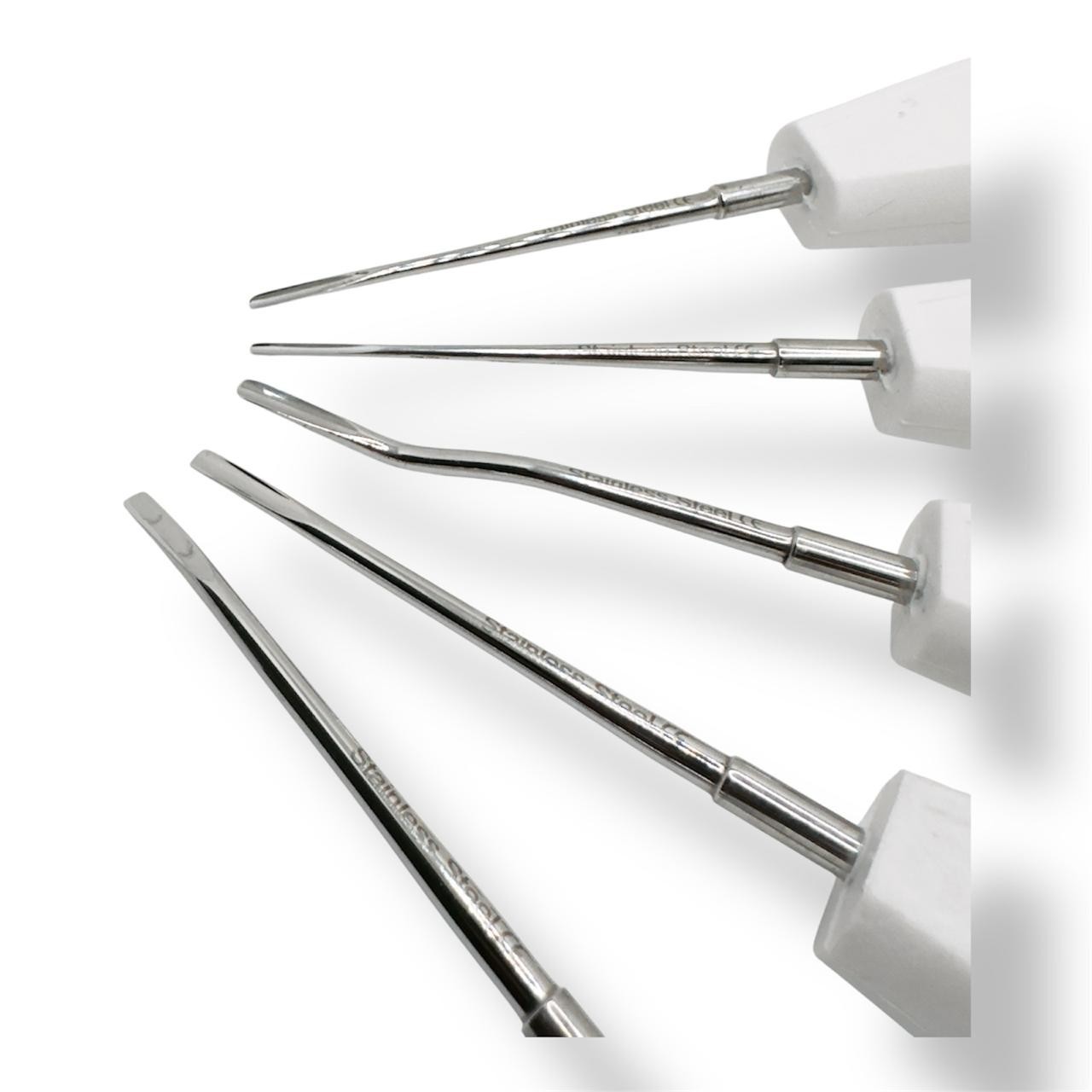 5PCS Dental Root Elevator Set Tooth Extraction Oral Surgery Tools White Handle