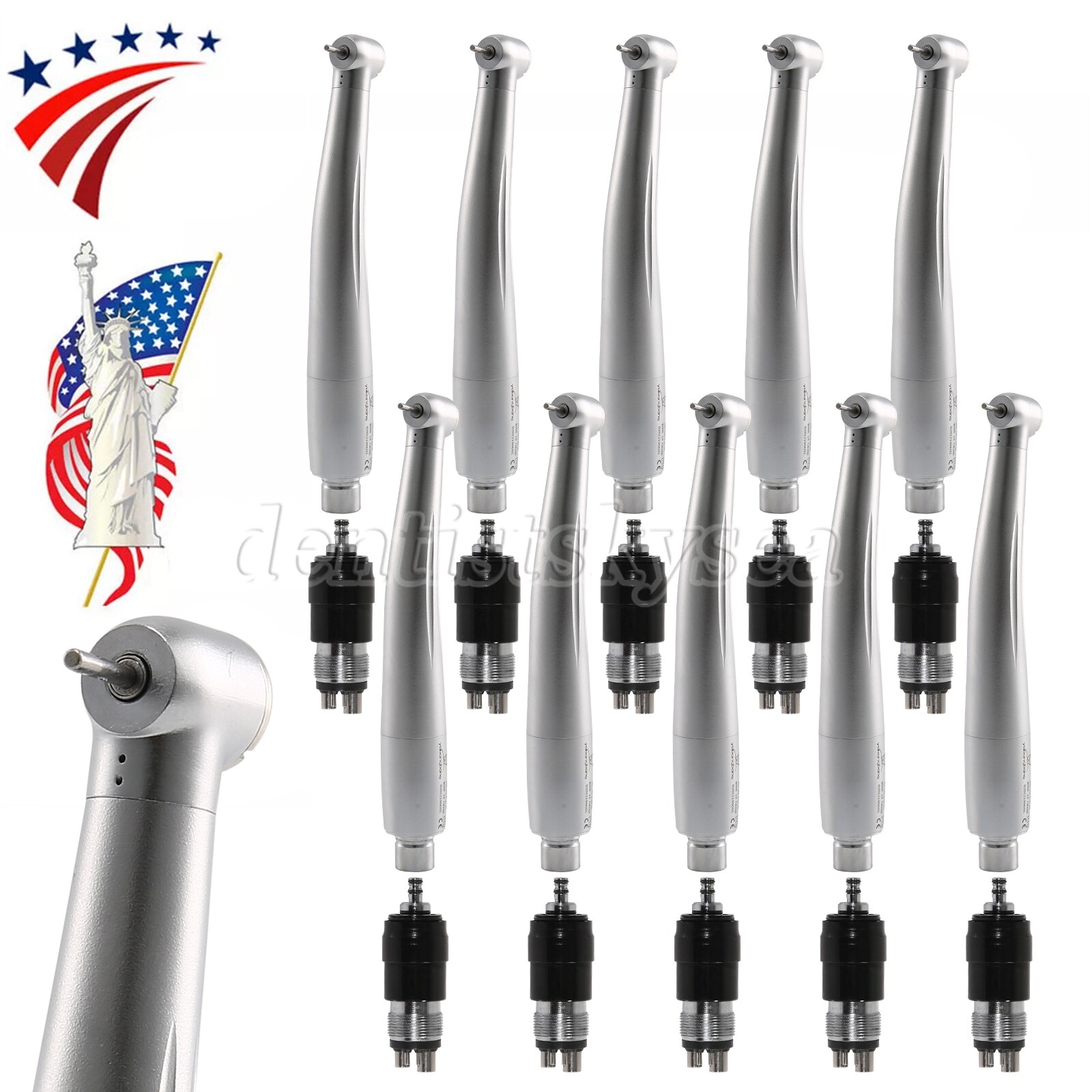 1-10Pcs Dental High Speed Handpiece 4 Hole Quick Coupler Standard Head YBNK4