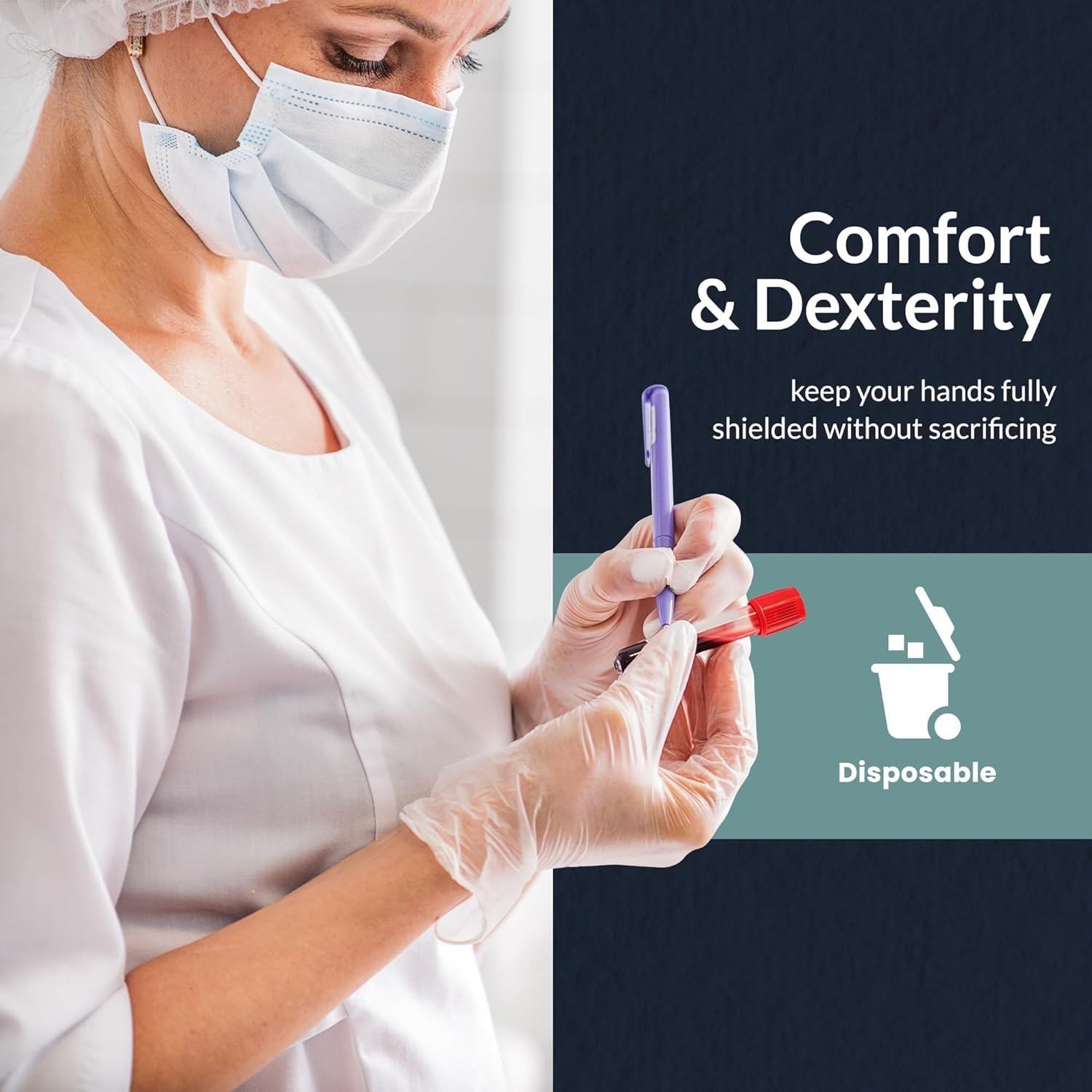 Latex & Rubber-Free Large Vinyl Gloves – 100 Count for Medical and Food Handling