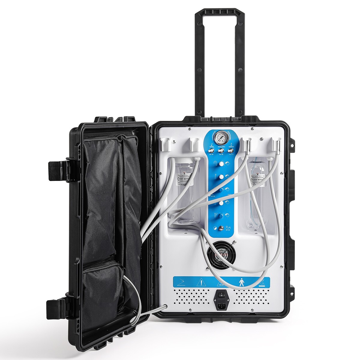 P204S Mobile Portable Dental Unit System Built-in Air Compressor Rolling Case