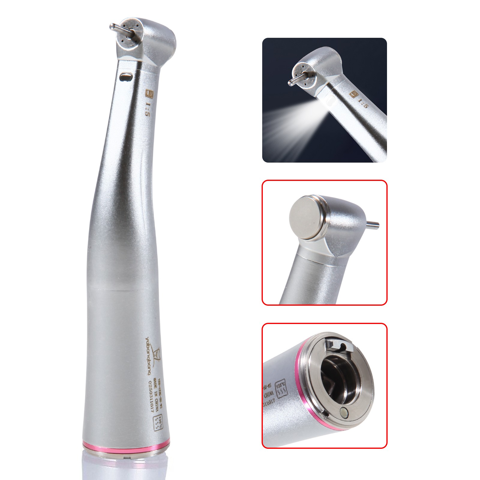 Dental 1:5 Increasing Handpiece Contra Angle LED Fit KAVO NSK Electric Motor CE