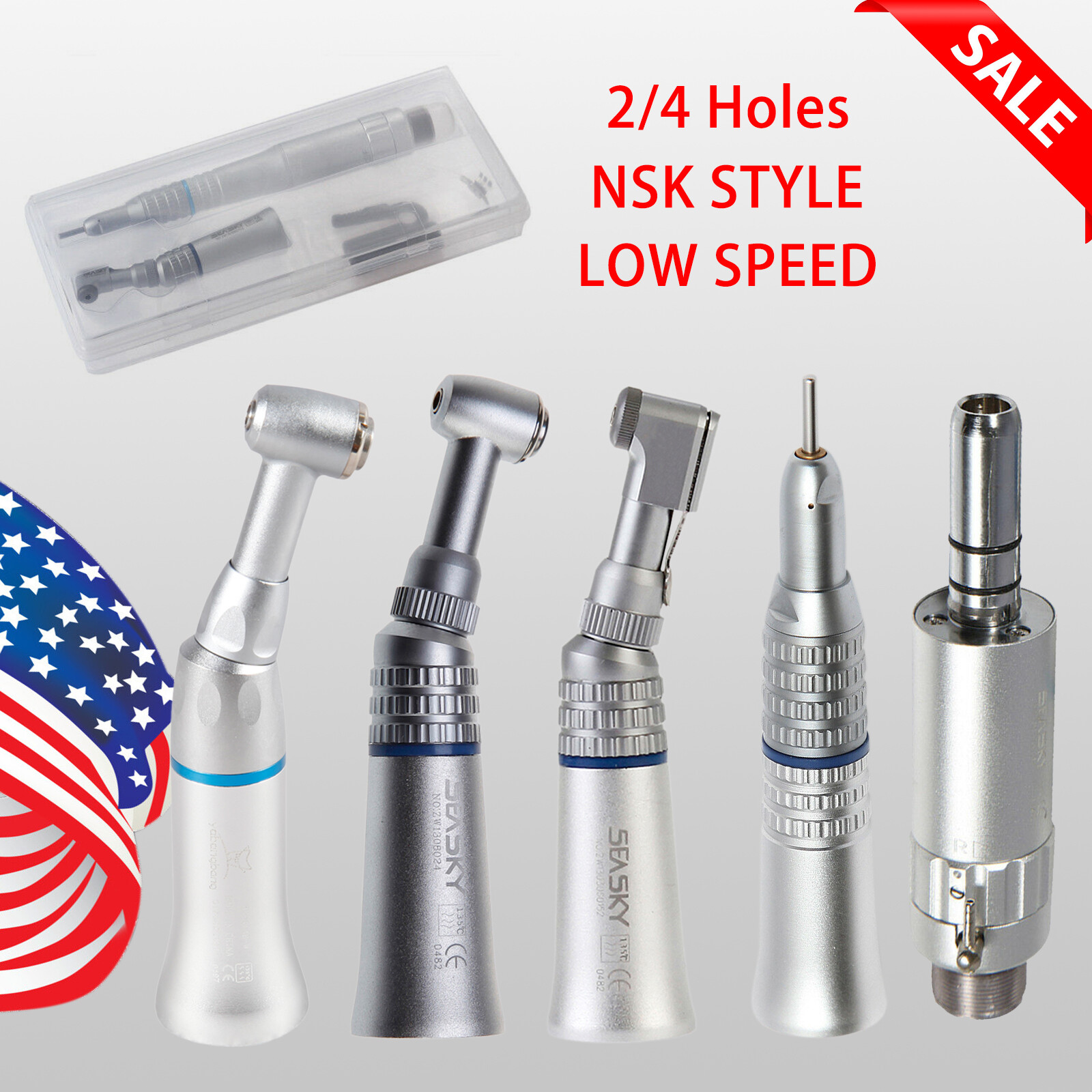 Dental Straight Low Speed Handpiece Auto /Manual Chuck Contra Angle Motor F/ NSK