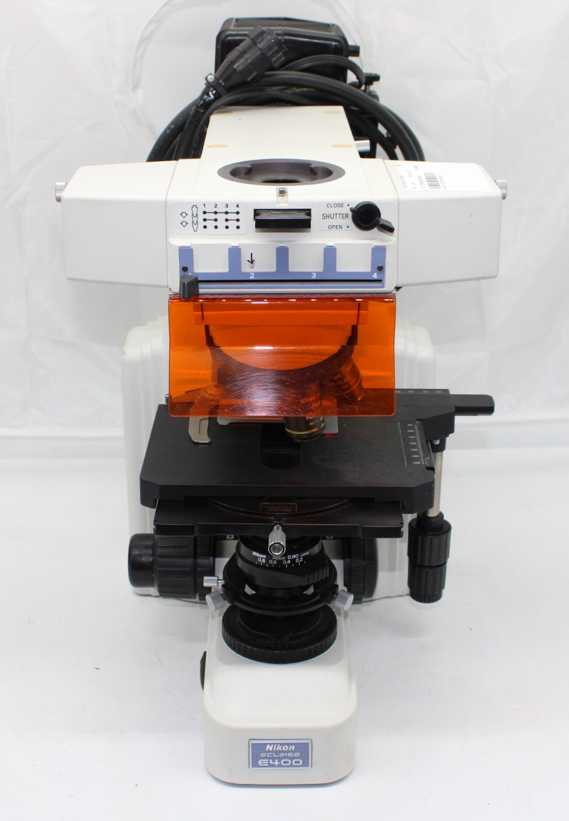 Nikon Eclipse E400 Lab Microscope w/ Y-TEX Telescoping Head *POWER ON TESTED*
