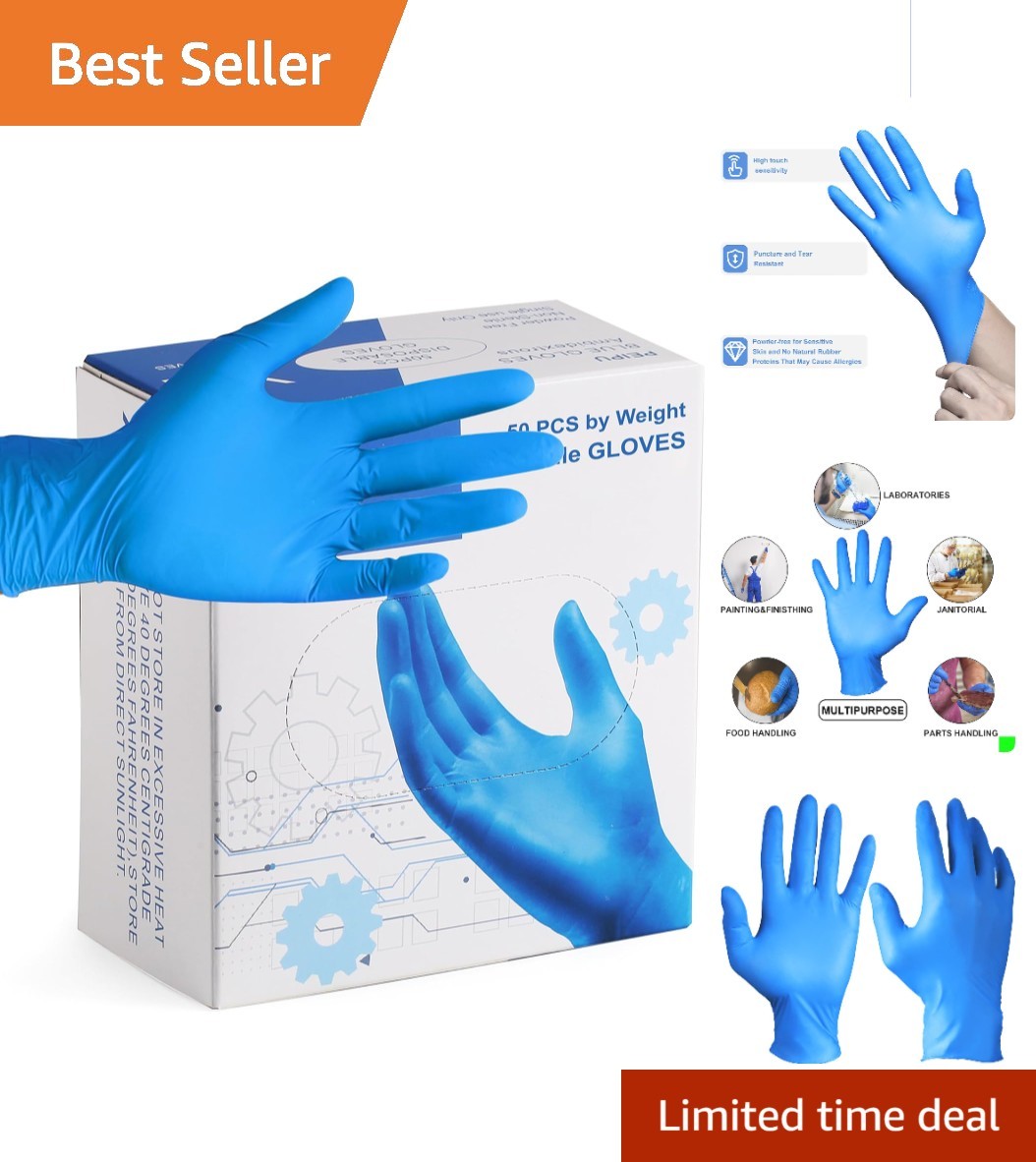 Durable Nitrile Cleaning Gloves – Ambidextrous, Waterproof, Powder-Free (50 Pcs)