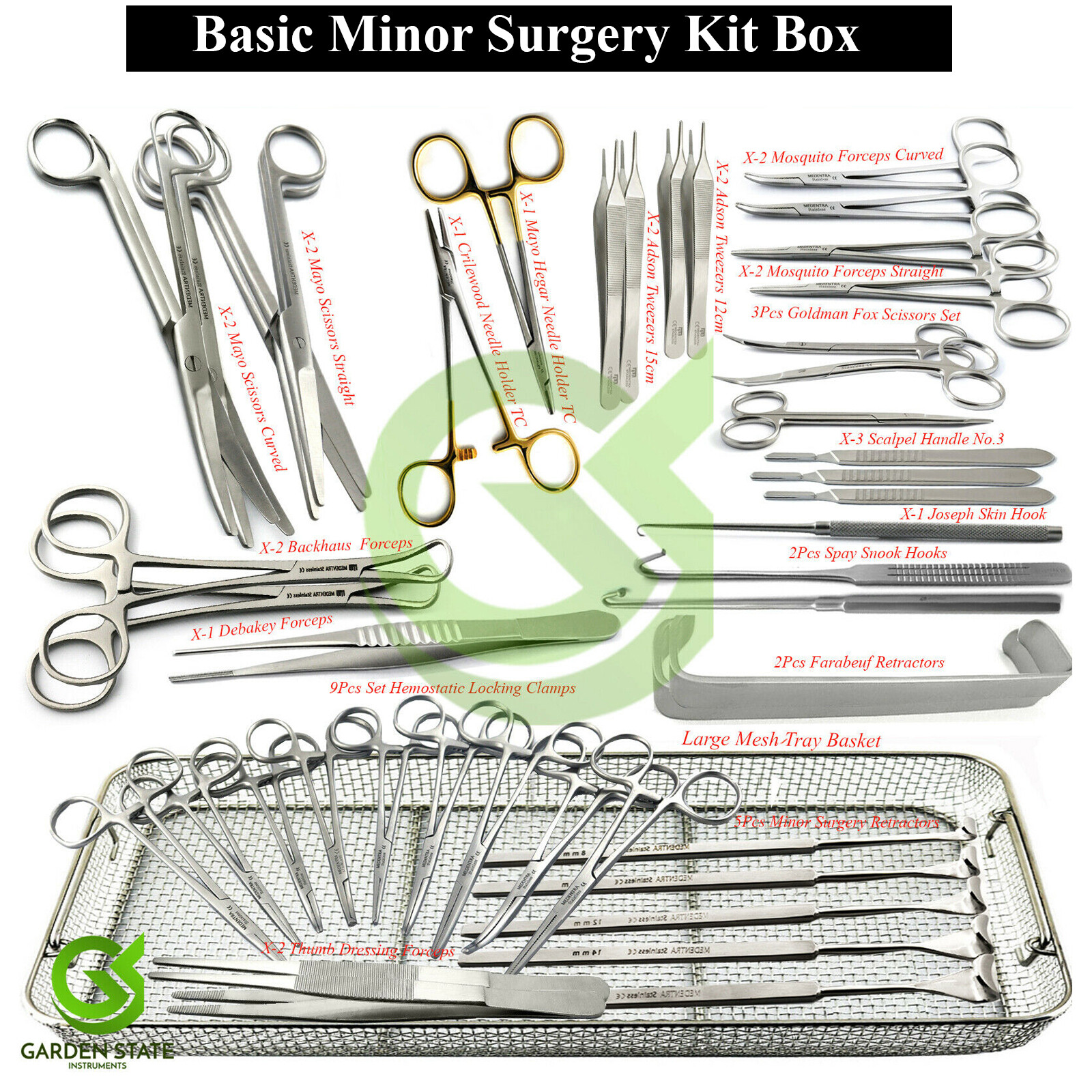 Basic Minor Surgery Kit Steel Box Surgical Instruments Veterinary Dissection Set