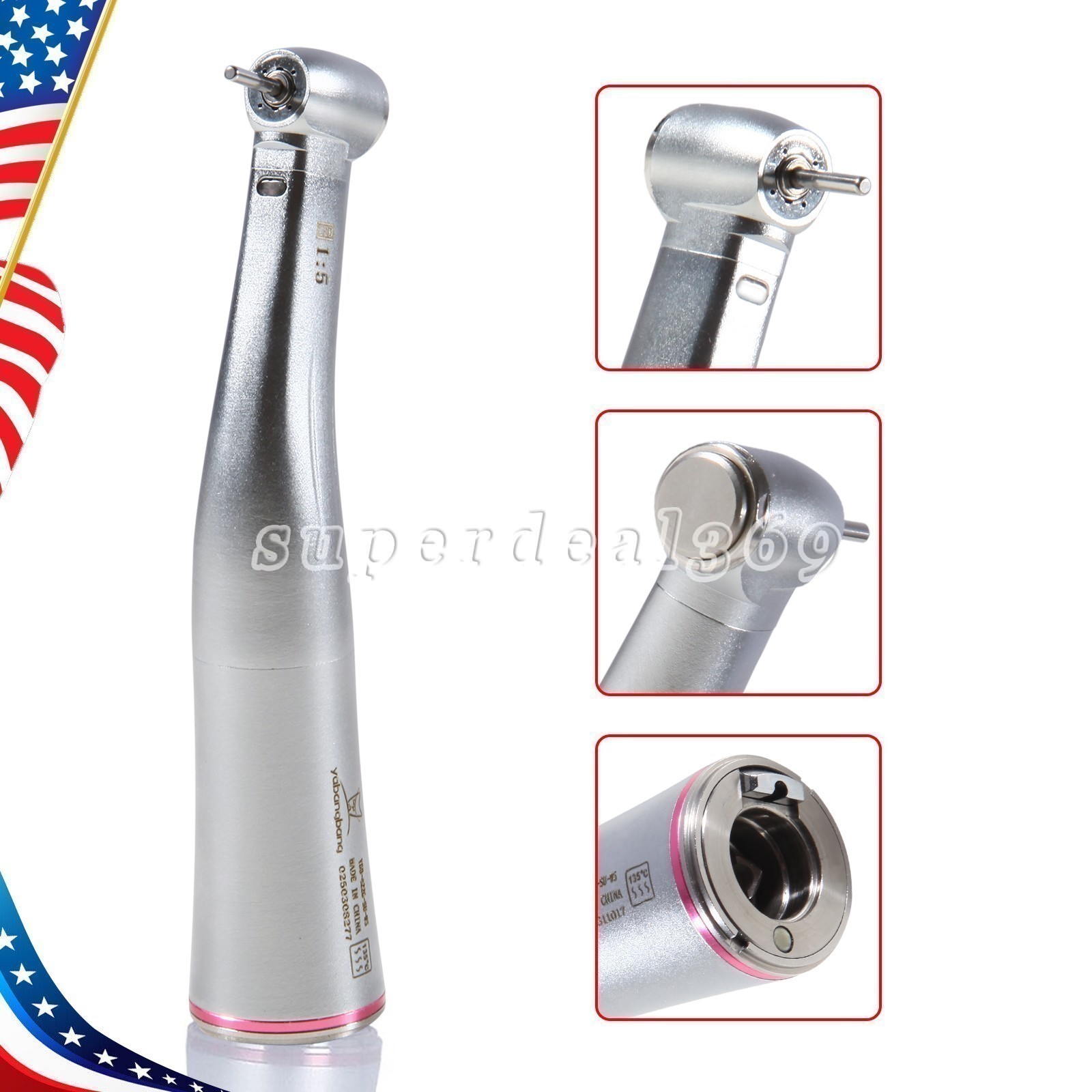 Dental 1:1/1:5/20:1/1:4.2 45° Contra Angle (LED Optic) Handpiece Fit NSK E-type