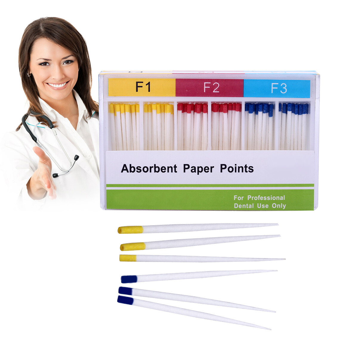 60/100pcs Dental Endodontics Gutta Percha /Endo Absorbent Paper Points F1 F2 F3