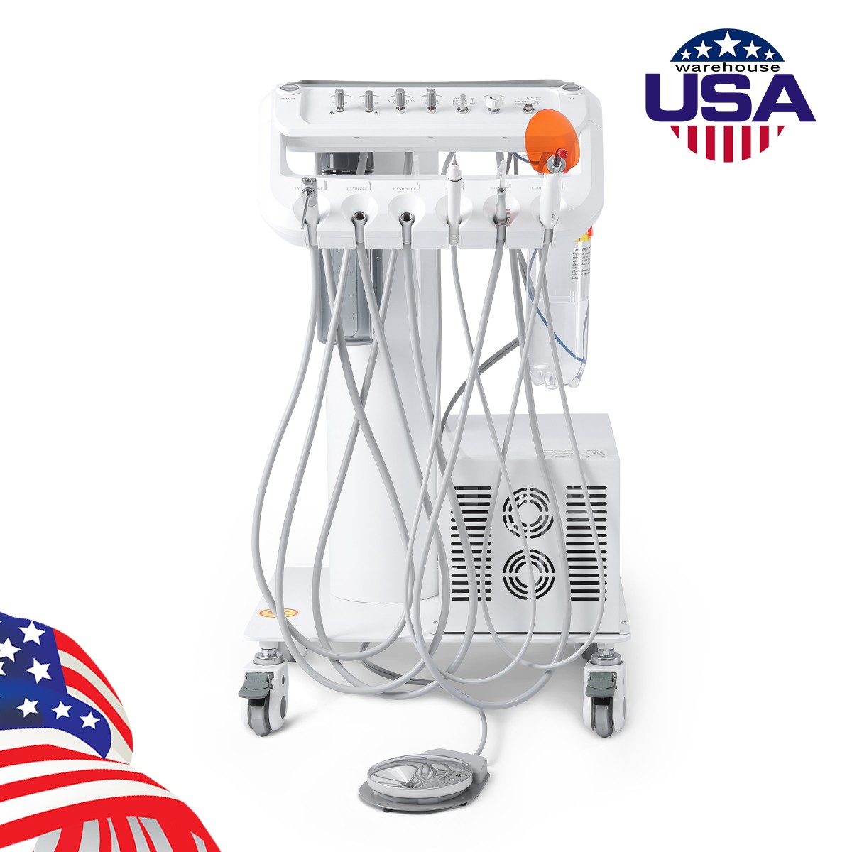 AZDENT Dental Portable Mobile Delivery Unit Air Compressor Suction System 4Hole