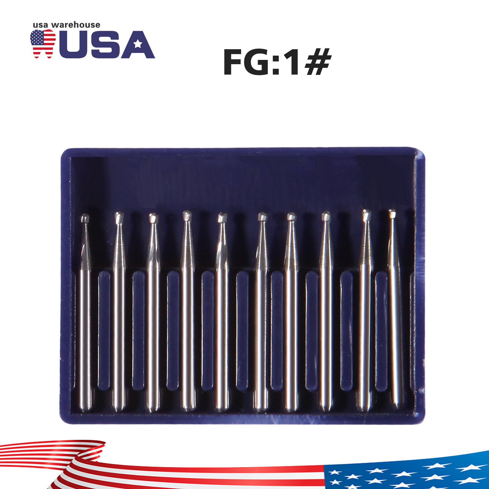 Dental Surgical Burs High Speed FG 25mm Carbide Friction Grip Round 2 4 557