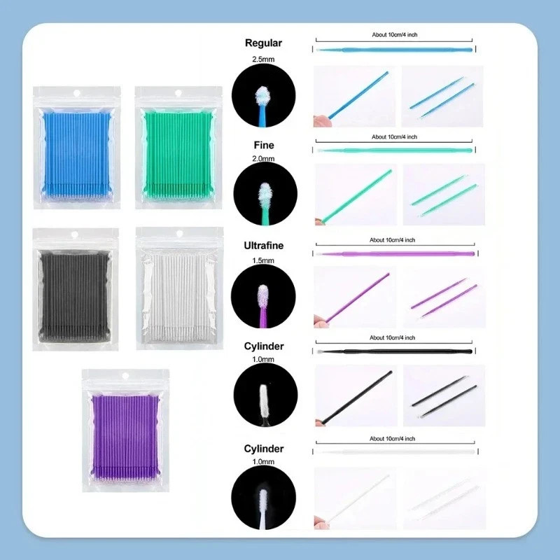 100 Pcs/Pack Dental Disposable Micro Brush Bendable Applicator Tips 4 Size