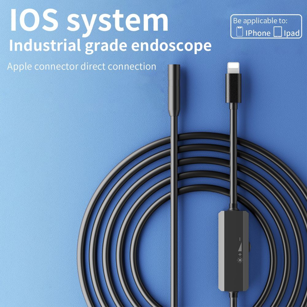 8MM Borescope Endoscope Snake Inspection Camera Cable Direct Connect To iPhones