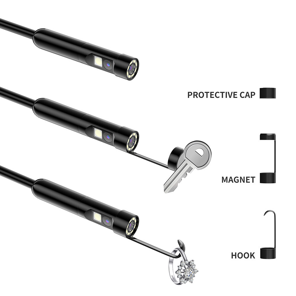 1920P HD Endoscope Camera, 8 LED Dual Lens, IP67 Waterproof for iOS/Android USA