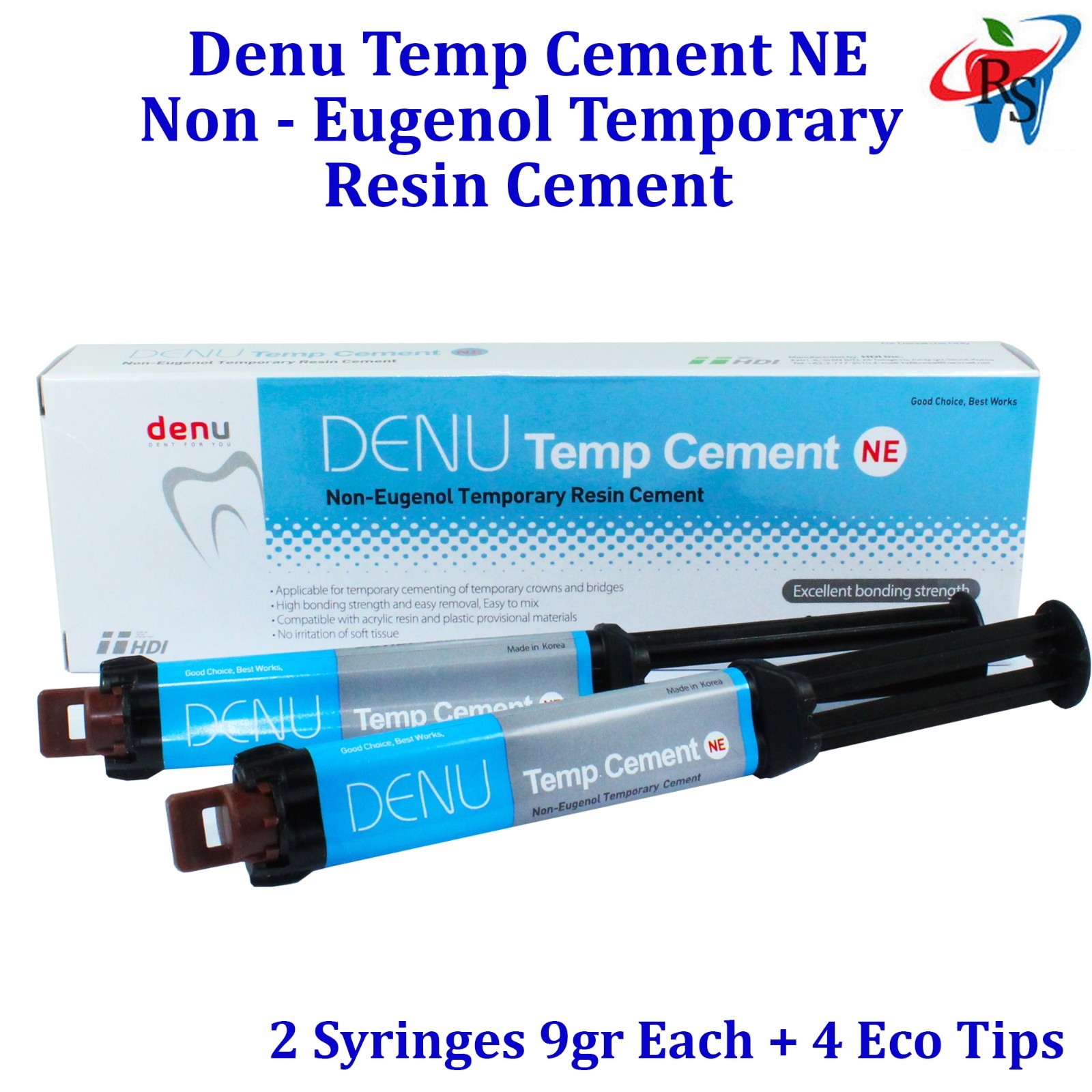 Dental Denu Temporary Cement For Crown Bridge Restoration Non Eugenol 2x9gr/5ml