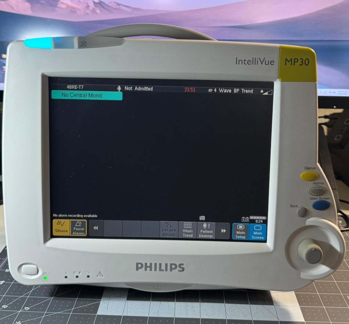 2 Philips IntelliVue MP30 Touchscreen Patient Monitors (M8002A)
