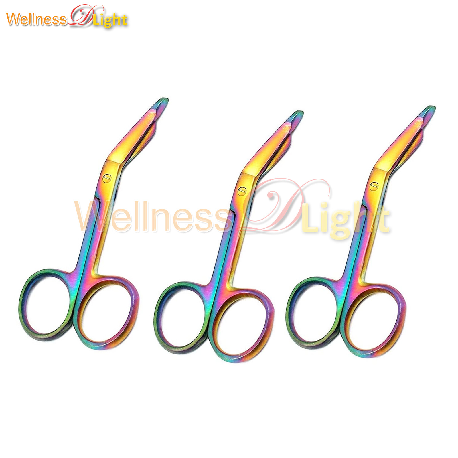 3 Pcs Lister Bandage Scissors 3.5″ Multi Titanium Rainbow Color Surgical Medical