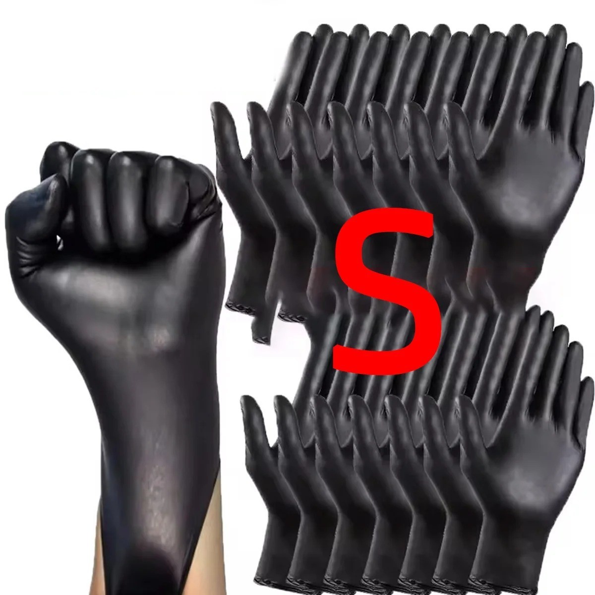 Black Nitrile Disposable Gloves 8 Mil Raised Diamond Texture Hand Gloves