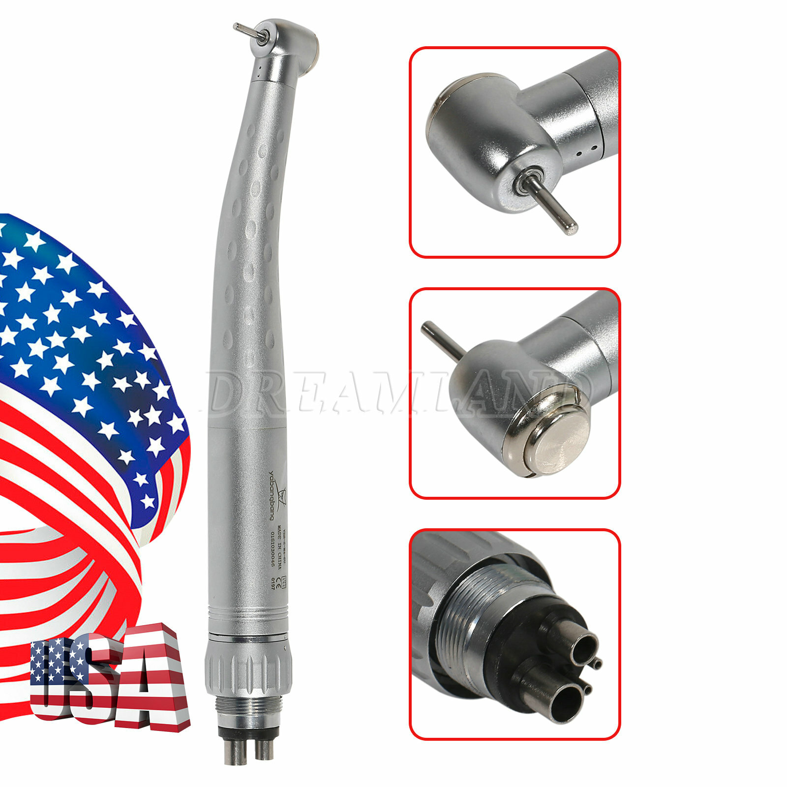 YABANGBANG Dental High Speed Handpiece + 4 Hole Quick Coupler 360° Swivel GB4 US