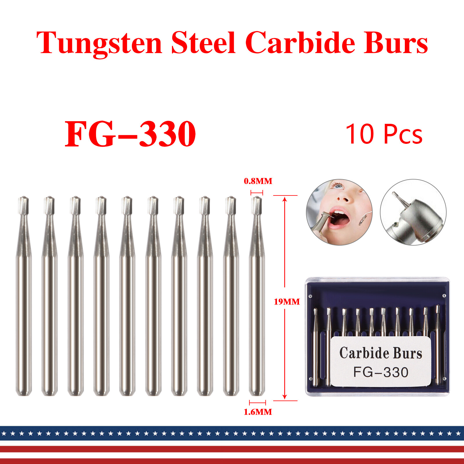 FG330 Carbide Burs Friction Grip Made in China (100-10) Bur