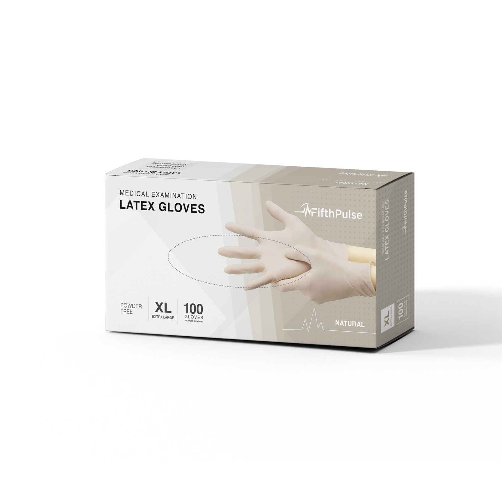 FifthPulse Exam Latex Gloves Powder Free Disposable Gloves 100 Count XL Natural