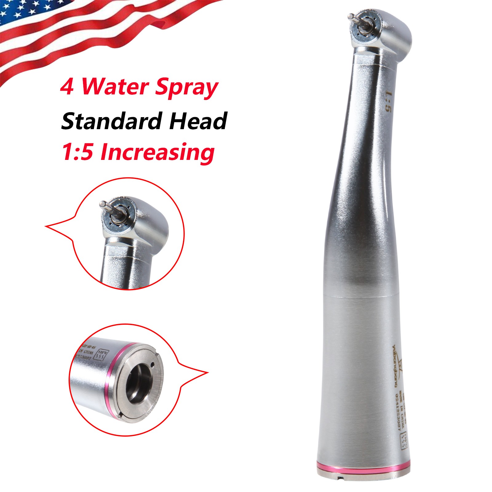 Dental 1:5 Increasing Inner Channel Contra Angle Handpiece 4 Spray NSK Style