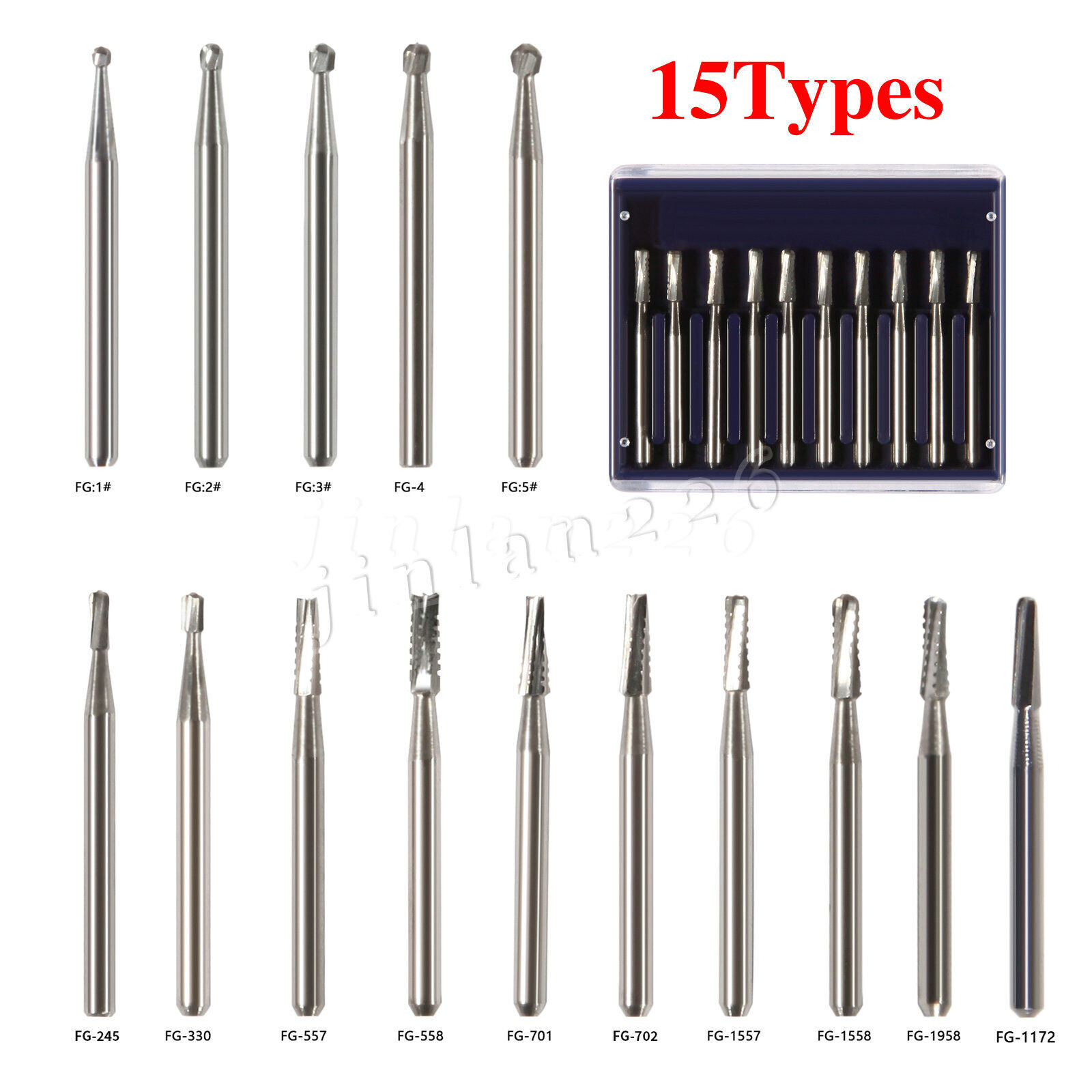 Carbide Bur, FG, #1/4, 1/2, 1, 2, 4, 6, 8 Bur, Round Dental