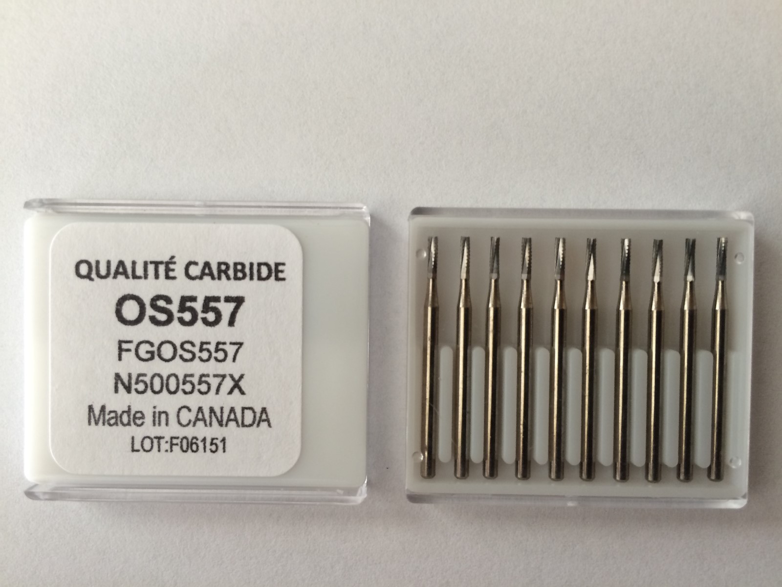 FGOS557 Premium Carbide Flat End X-Cut Fissure Surgical Bur 6 Blades 10pk