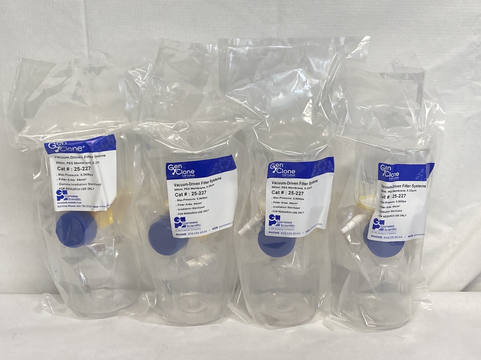 (4) GENESEE GenClone 500mL Vacuum-Driven Filter System 0.22um PES 25-227